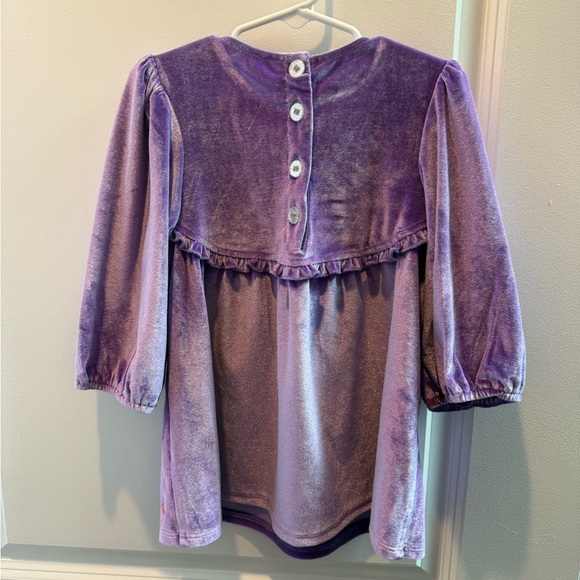 Pink Chicken Purple Rowan Velour Puff Sleeve spring Ruffle Top 8 - Picture 3 of 5
